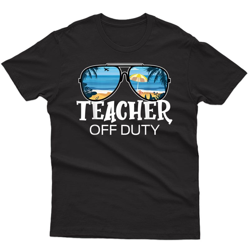 Tea Off Duty Sunglasses Palm Tree Beach Sunset T-shirt