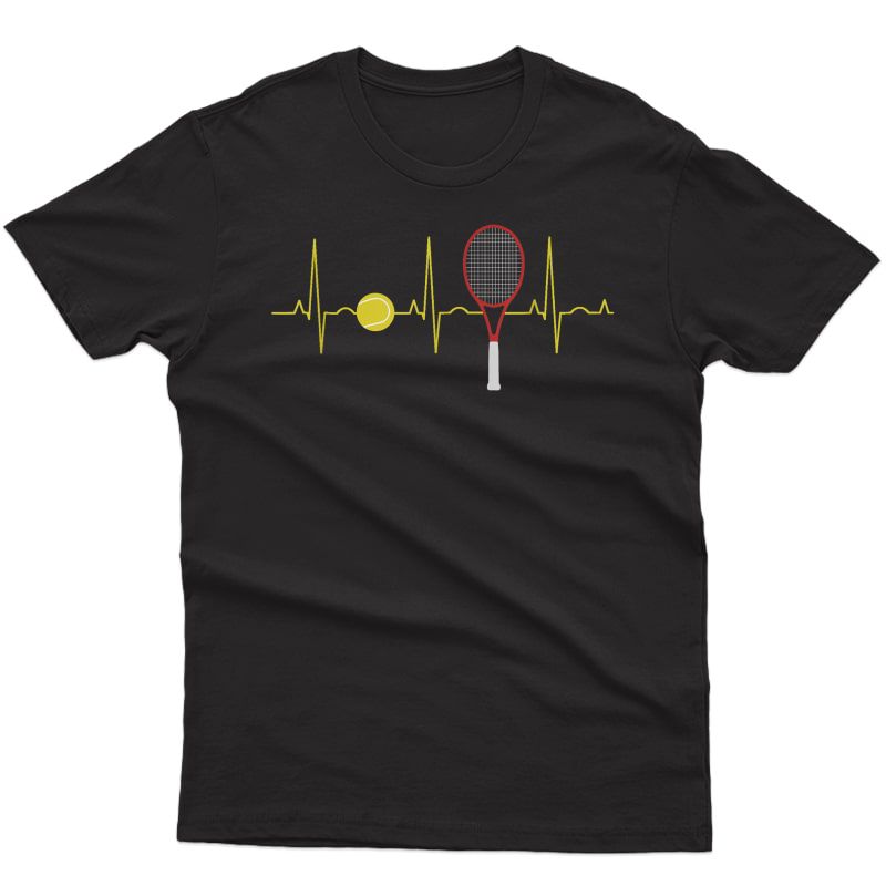 Tennis Player Retro Sport Racket & Tennis Ball Heartbeat T-shirt