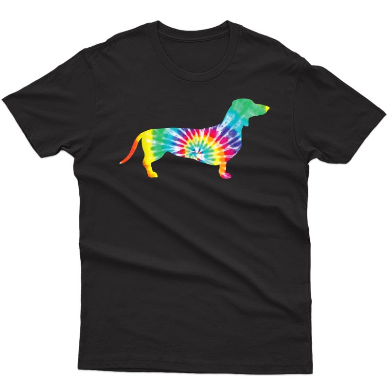 Tie Dye Dog Shirt Hippie Dachshund Retro T-shirt Puppy Gift T-shirt