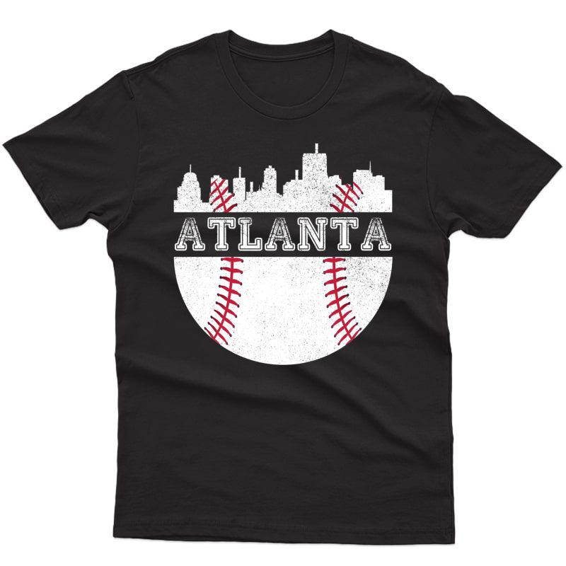 Vintage Atlanta Baseball Retro Georgia City Skyline Graphic Pullover Shirts