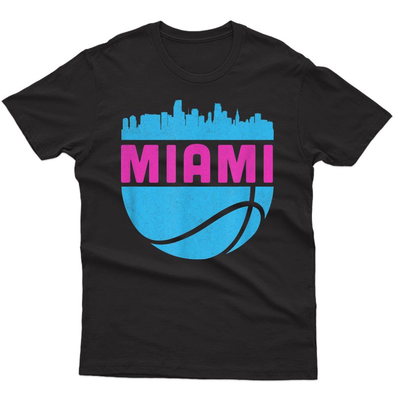 Vintage Miami Florida Cityscape Retro Basketball T-shirt