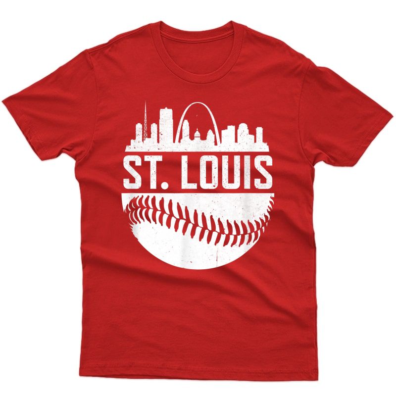 Vintage St. Louis Baseball Stl Skyline Novelty Cardinal Gift T-shirt