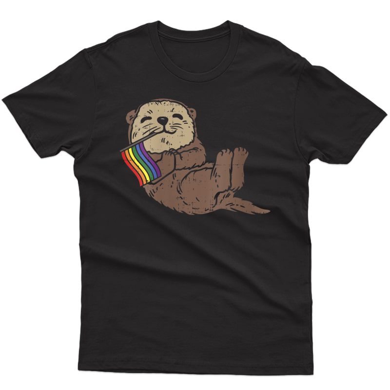  Lgbt Sea Otter Rainbow Flag Cute Gay Pride Animal Lover Gift T-shirt